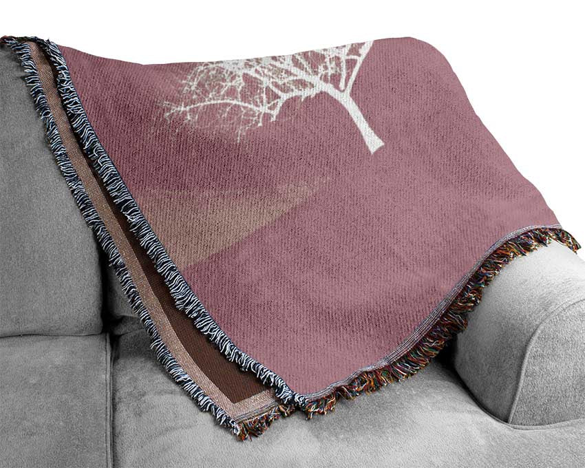 Love Between The Trees And Moon Pink Woven Blanket