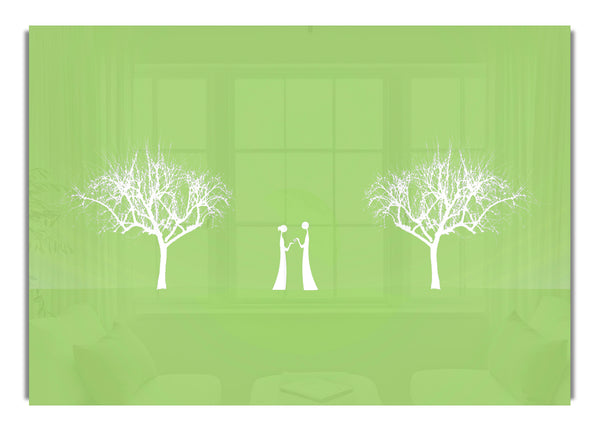 Love Between The Trees And Moon Lime Green