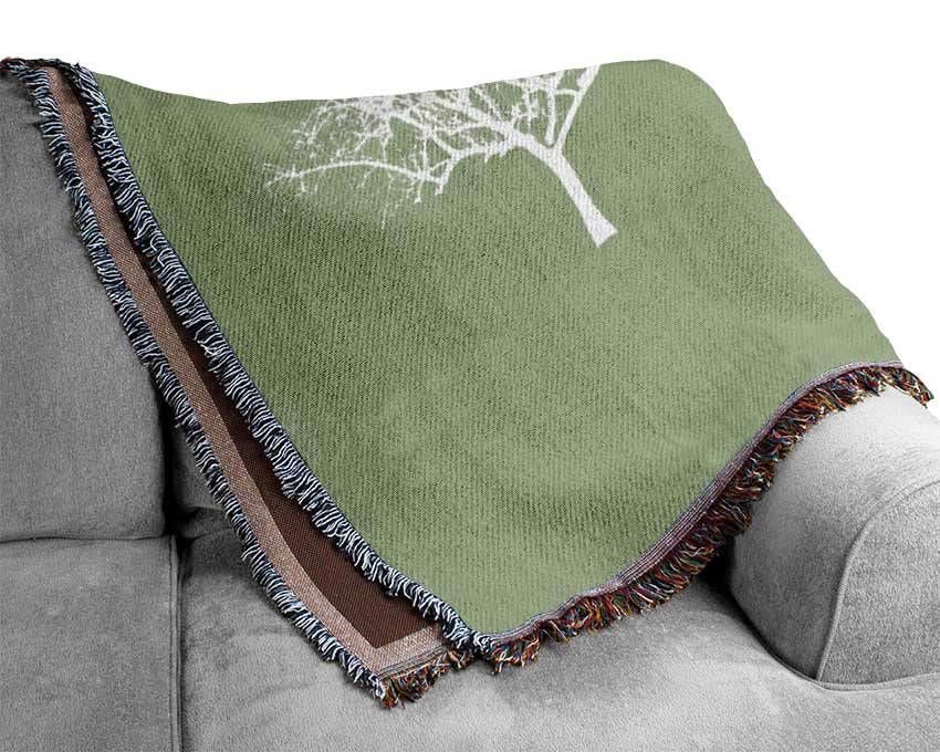 Love Between The Trees And Moon Lime Green Woven Blanket