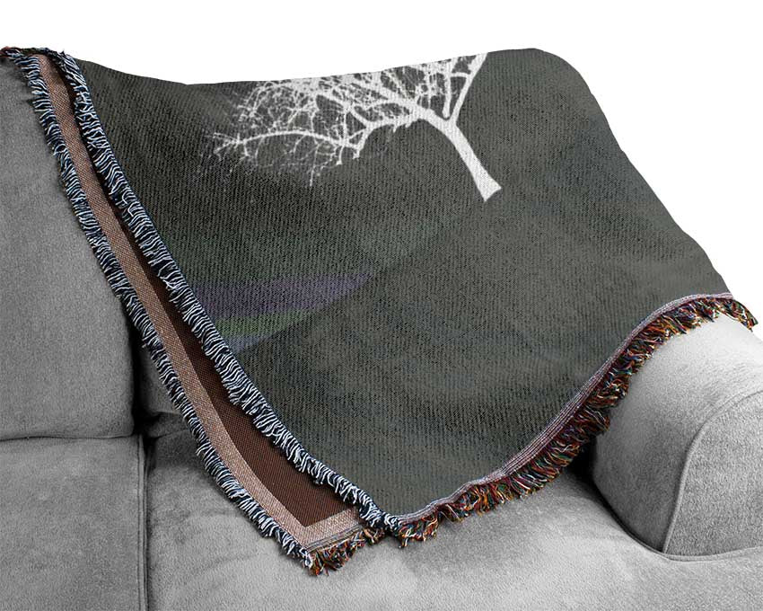 Love Between The Trees And Moon Grey Woven Blanket
