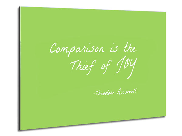 Theodore Roosevelt Comparison Is The Thief Of Joy Lime Green Metal Print