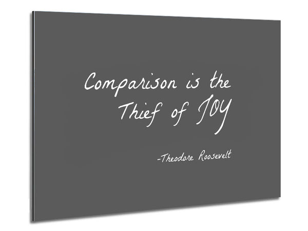 Theodore Roosevelt Comparison Is The Thief Of Joy Grey Metal Print