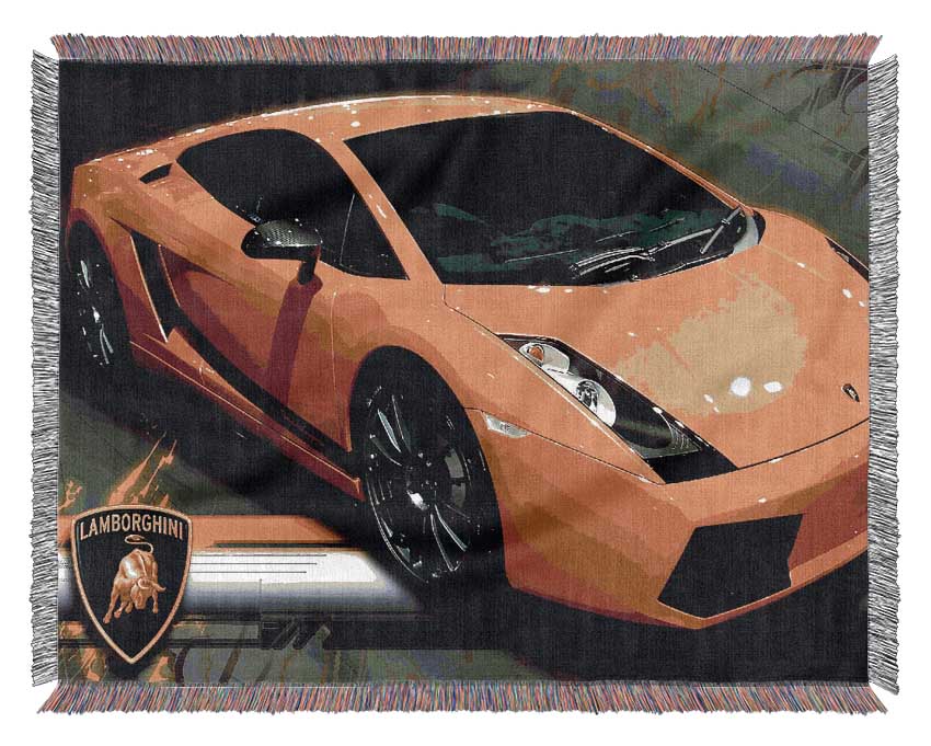 Yellow Tuned Lamborghini Woven Blanket