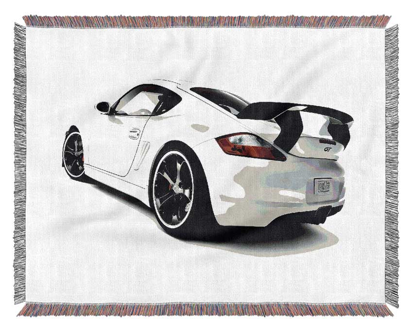 White Porsche Gt Rear Woven Blanket