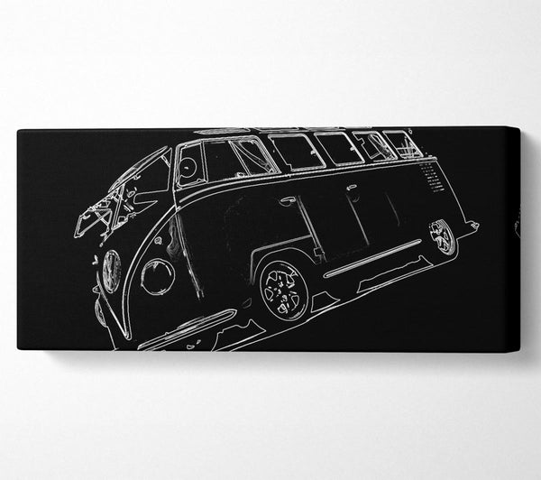 VW Camper Weiß auf Schwarz