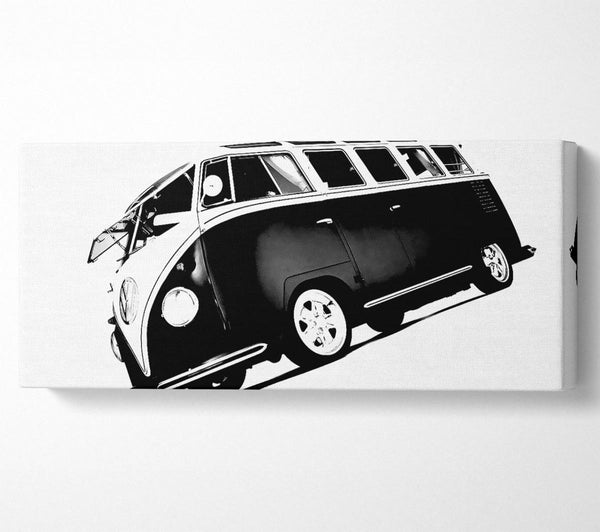 VW Camper Van Schwarz und Weiß