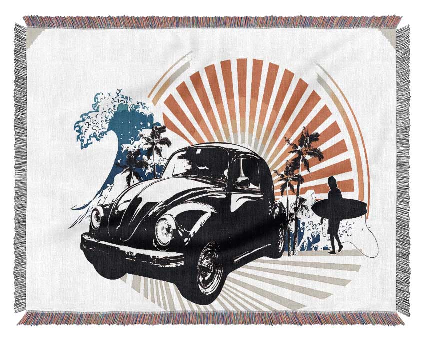 Vintage Volkswagen Beetle Woven Blanket
