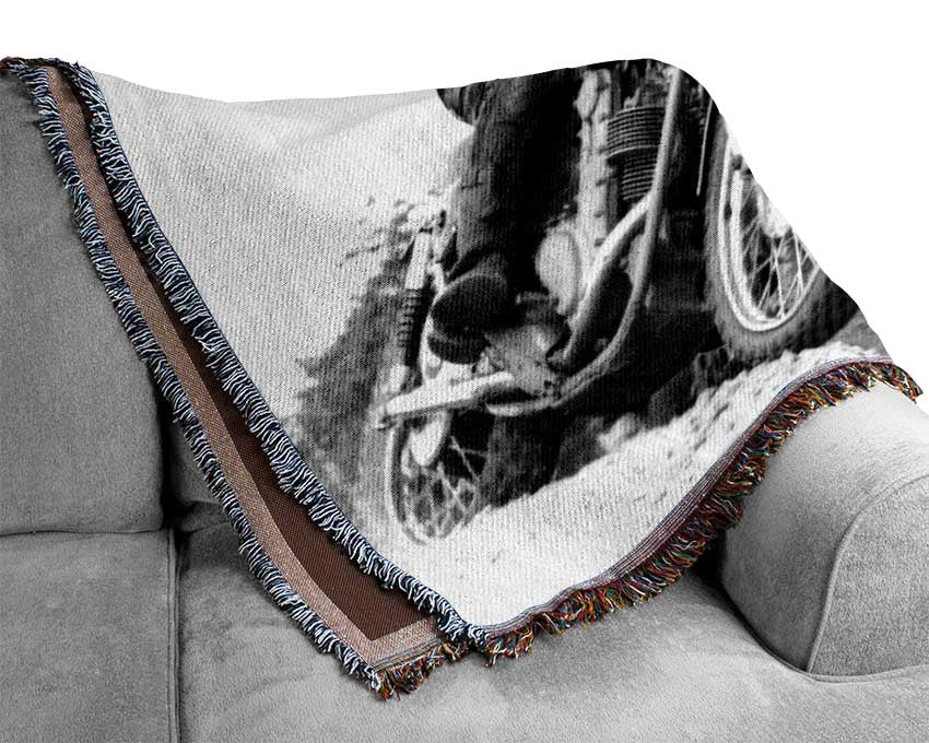 Vintage Motorcross Crowd Number One Woven Blanket