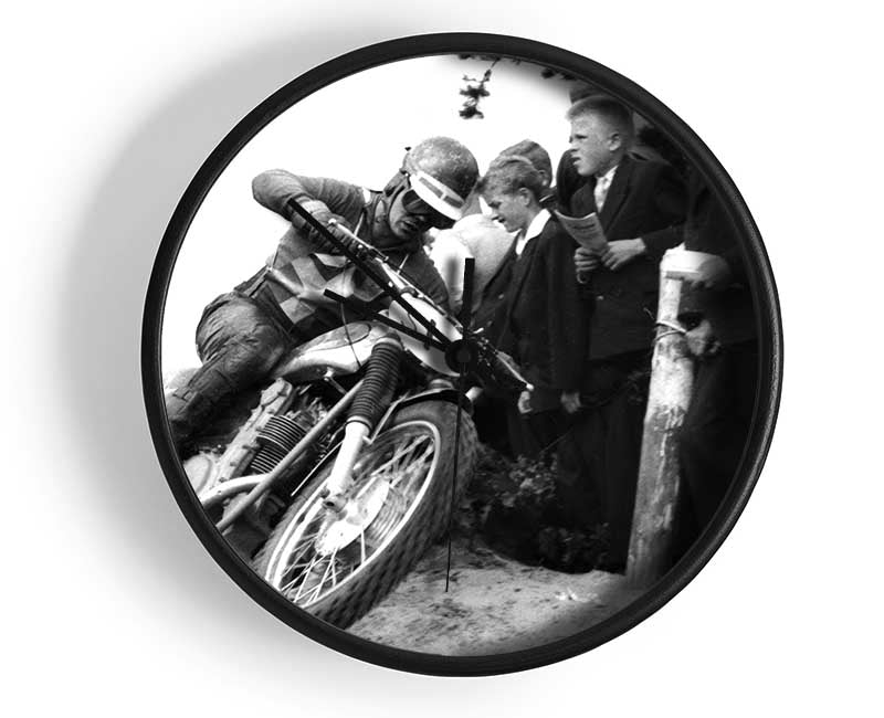 Vintage Motorcross Crowd Number One Clock - Wallart-Direct UK