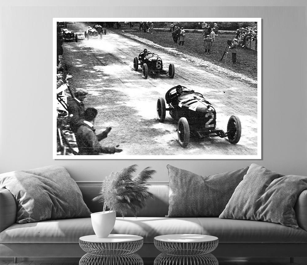 Vintage Formula One Crowd Print Poster Wall Art