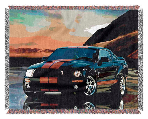 Shelby Mustang Red Stripes Woven Blanket
