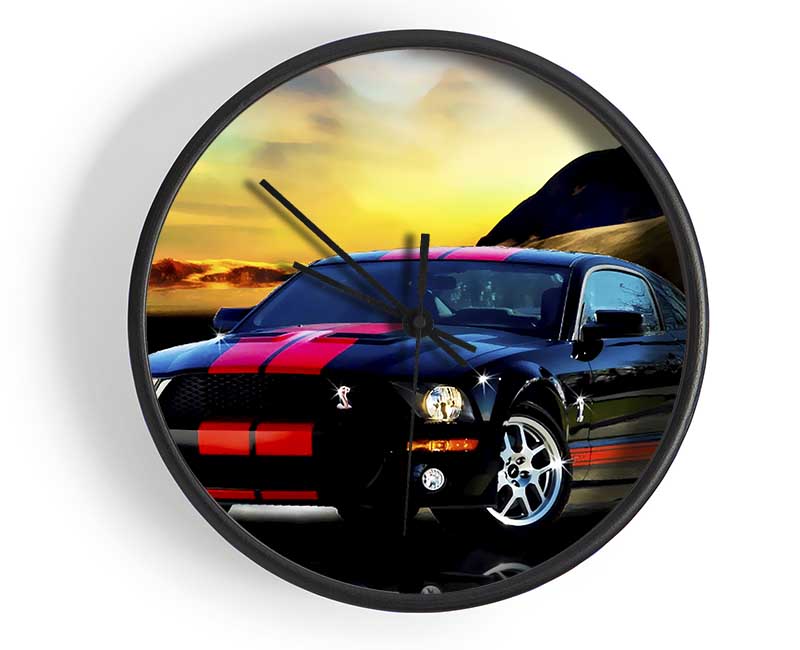 Shelby Mustang Red Stripes Clock - Wallart-Direct UK