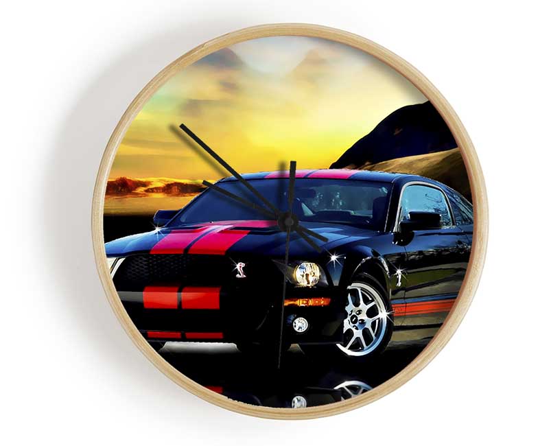 Shelby Mustang Red Stripes Clock - Wallart-Direct UK