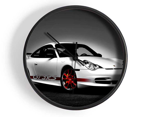 Porsche Gt3 Rs Turbo White Red Clock - Wallart-Direct UK