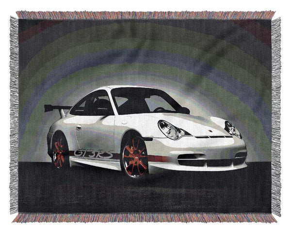 Porsche Gt3 Rs Turbo White Red Woven Blanket