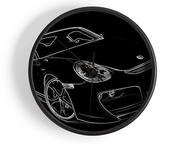Porsche 911 White On Black Clock - Wallart-Direct UK