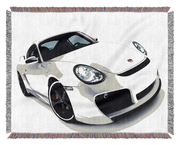 Porsche 911 White Woven Blanket
