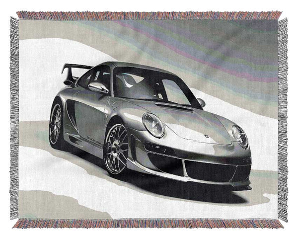 Porsche 911 Silver Woven Blanket
