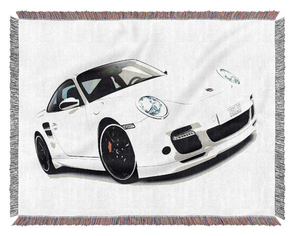 Porsche 911 Gt White Woven Blanket