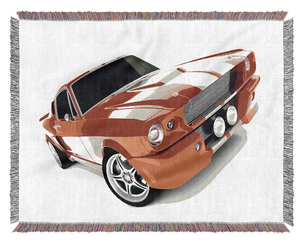 Mustang Red Side Profile Woven Blanket