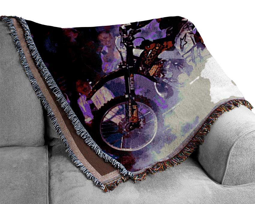 Motorcross Stunt Driver Woven Blanket