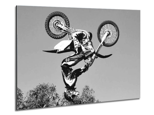 Motocross Freestyle Upside Down Flip B und W