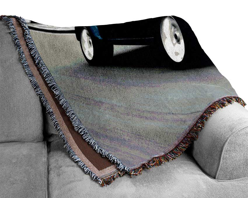 Mini Cooper Retro Blue Woven Blanket