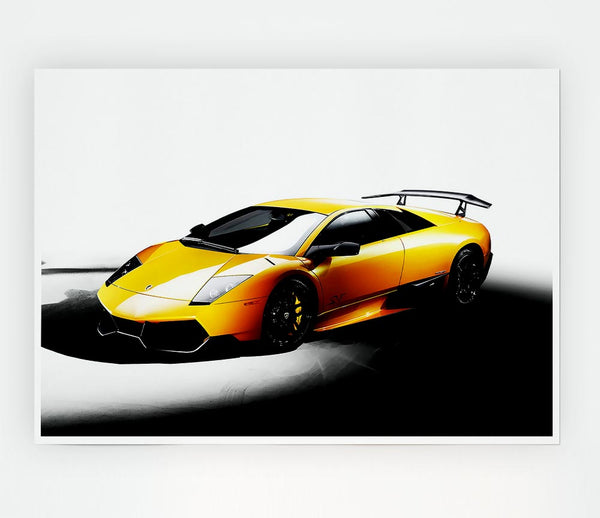 Lamborghini Side Profile Yellow Print Poster Wall Art