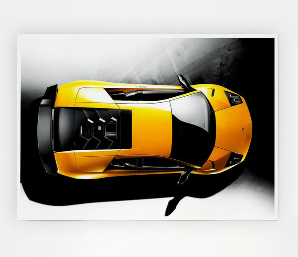 Lamborghini From Above Yellow Print Poster Wall Art