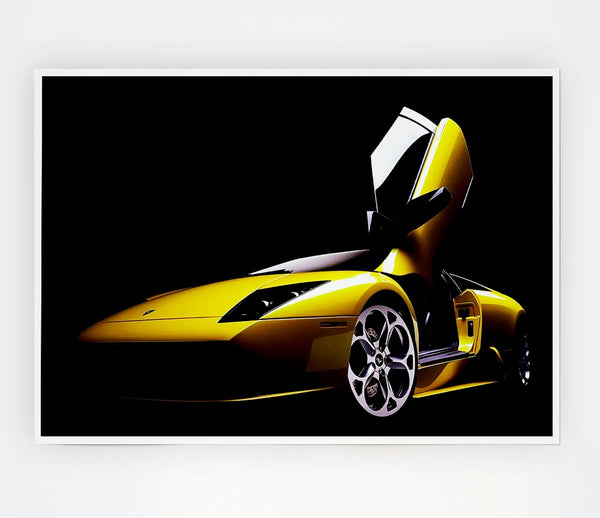 Lamborghini Doors Yellow Print Poster Wall Art