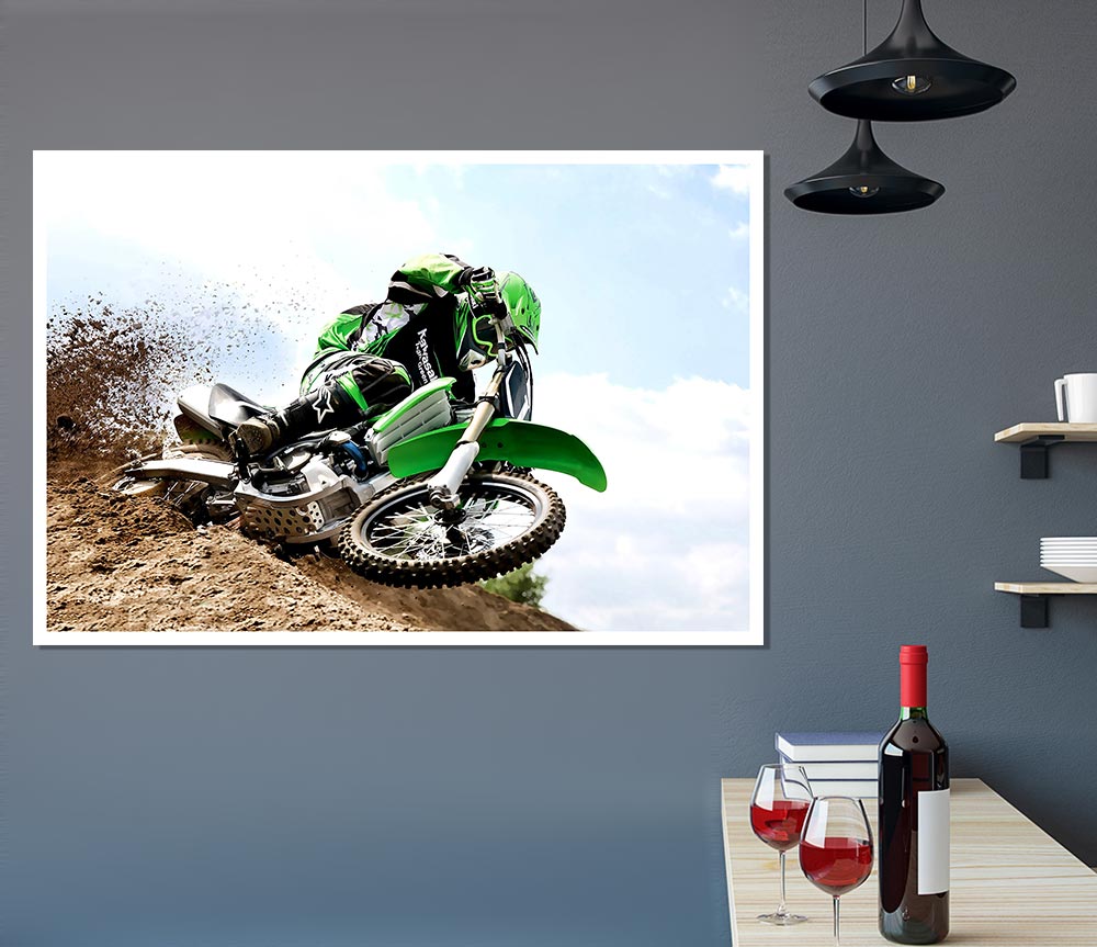 Kawasaki Motocross Print Poster Wall Art