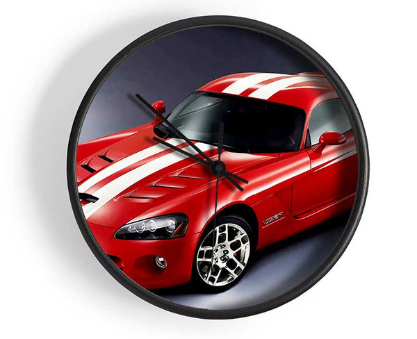 Ford Mustang Red White Stripes Clock - Wallart-Direct UK