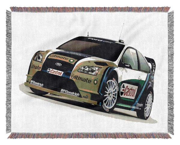 Ford Focus Rally Car Woven Blanket