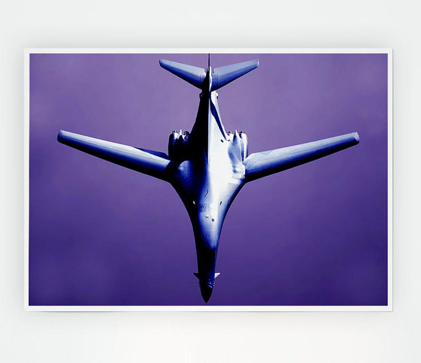 Fighter Plane Purple Skies Print Poster Wall Art