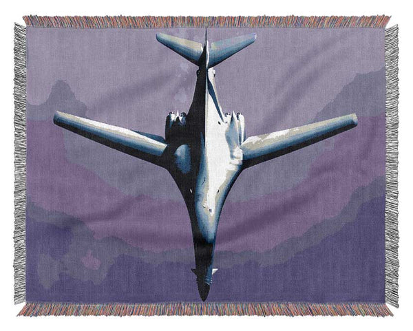Fighter Plane Purple Skies Woven Blanket