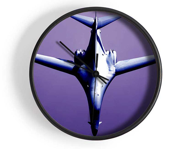 Fighter Plane Purple Skies Clock - Wallart-Direct UK