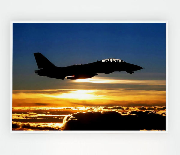 Fighter Pilots At Sunset Print Poster Wall Art