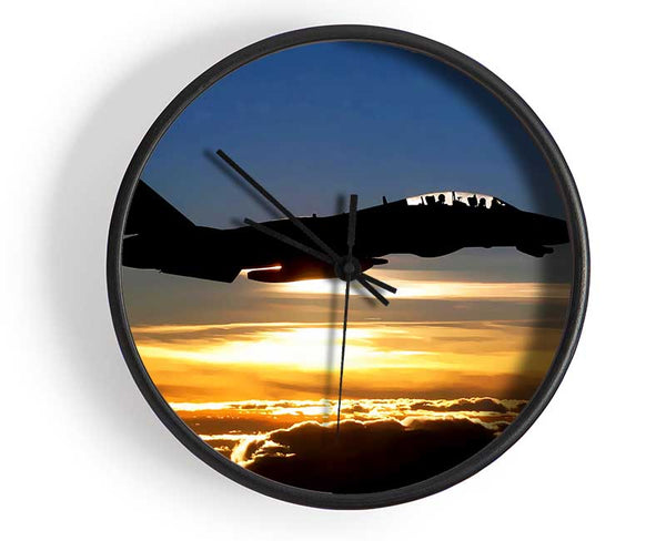 Fighter Pilots At Sunset Clock - Wallart-Direct UK