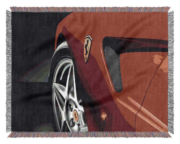 Ferrari Front Side Red Woven Blanket