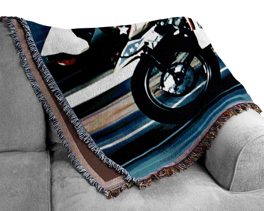 Evel Knievel Wheelie Colour Woven Blanket