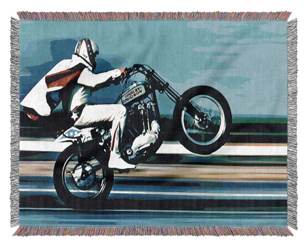 Evel Knievel Wheelie Colour Woven Blanket