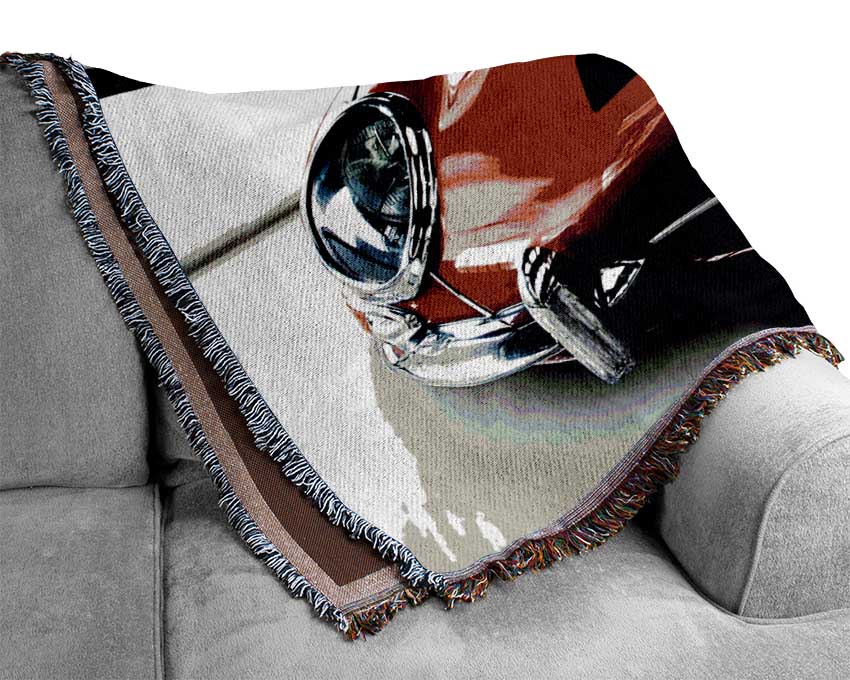 E-Type Jaguar Red Woven Blanket