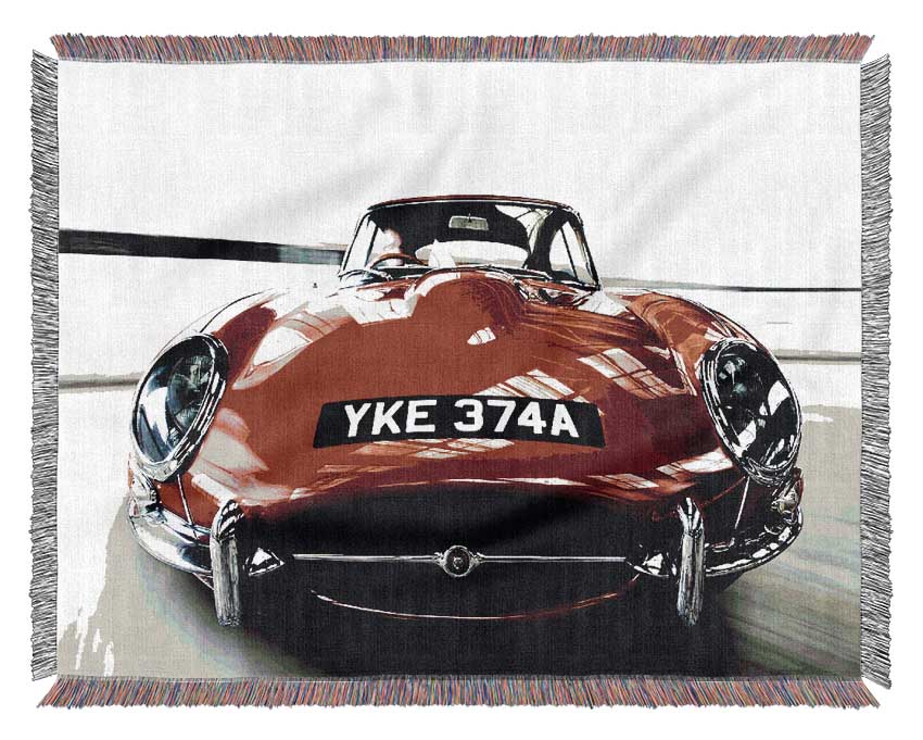 E-Type Jaguar Red Woven Blanket