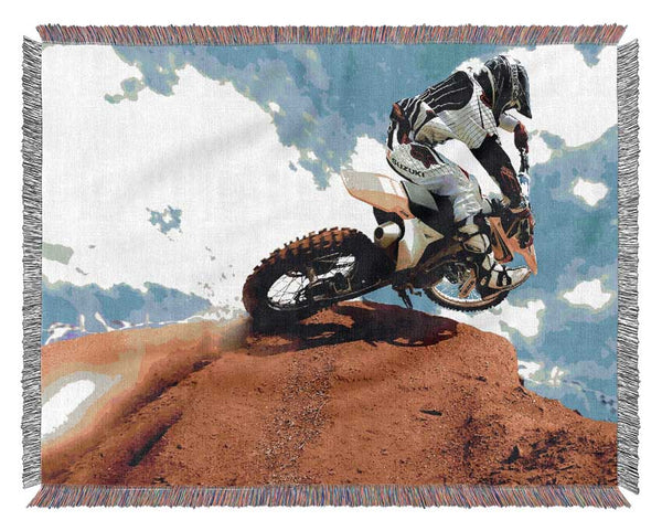 Crazy Motocross Bike Woven Blanket
