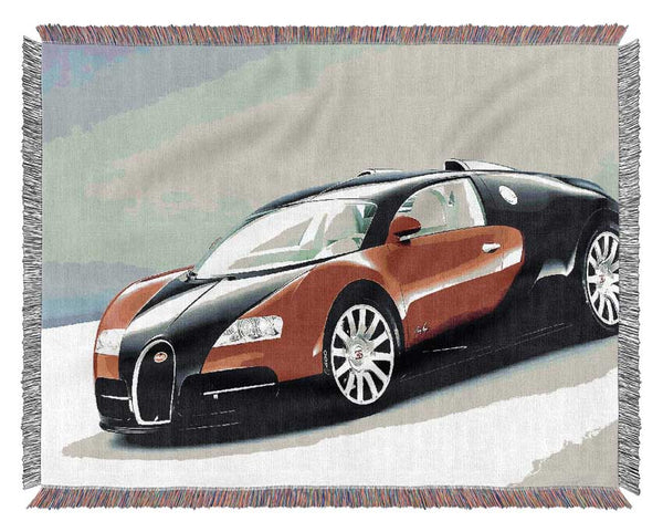 Bugatti Veyron Red And Black Side Profile Woven Blanket
