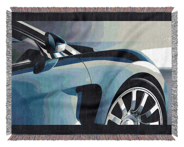 Bugatti Veyron Side Profile Blue Woven Blanket