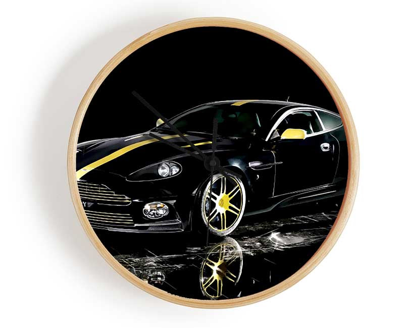 Aston Martin Db9 Black And Yellow Clock - Wallart-Direct UK