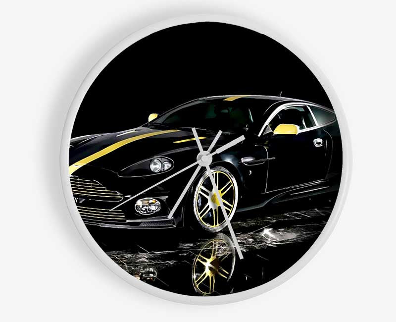 Aston Martin Db9 Black And Yellow Clock - Wallart-Direct UK