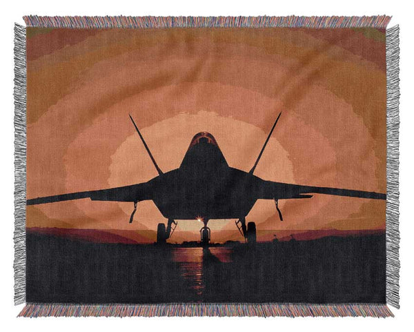 Airoplane At Sunset Woven Blanket