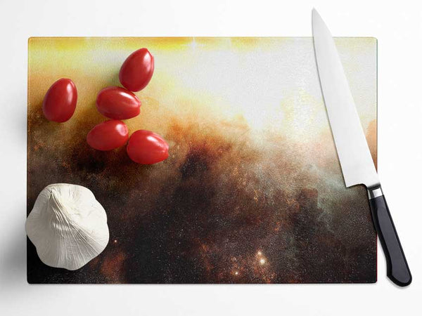 Golden Nebula Glass Chopping Board